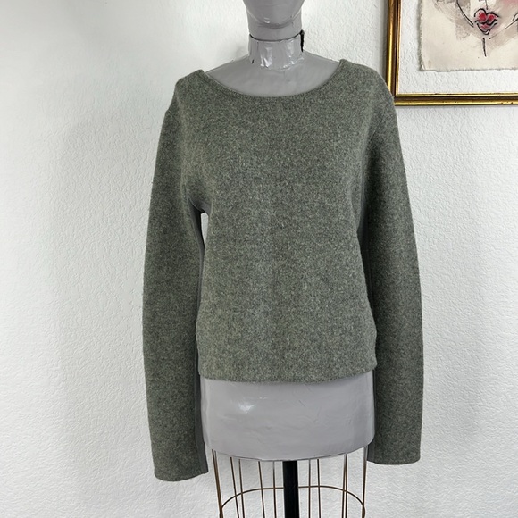 NFP Boiled Merino Wool Strap Convertible Cut Out Sweater Caged Back Snap Sweater - Picture 8 of 16